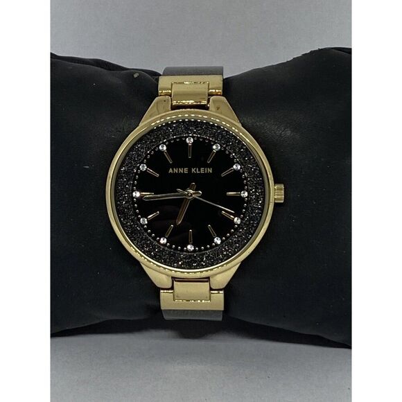 Anne Klein AK-1408BKBK Women's Black Resin Analog Dial Quartz Wrist Watch BL638 - Picture 1 of 12